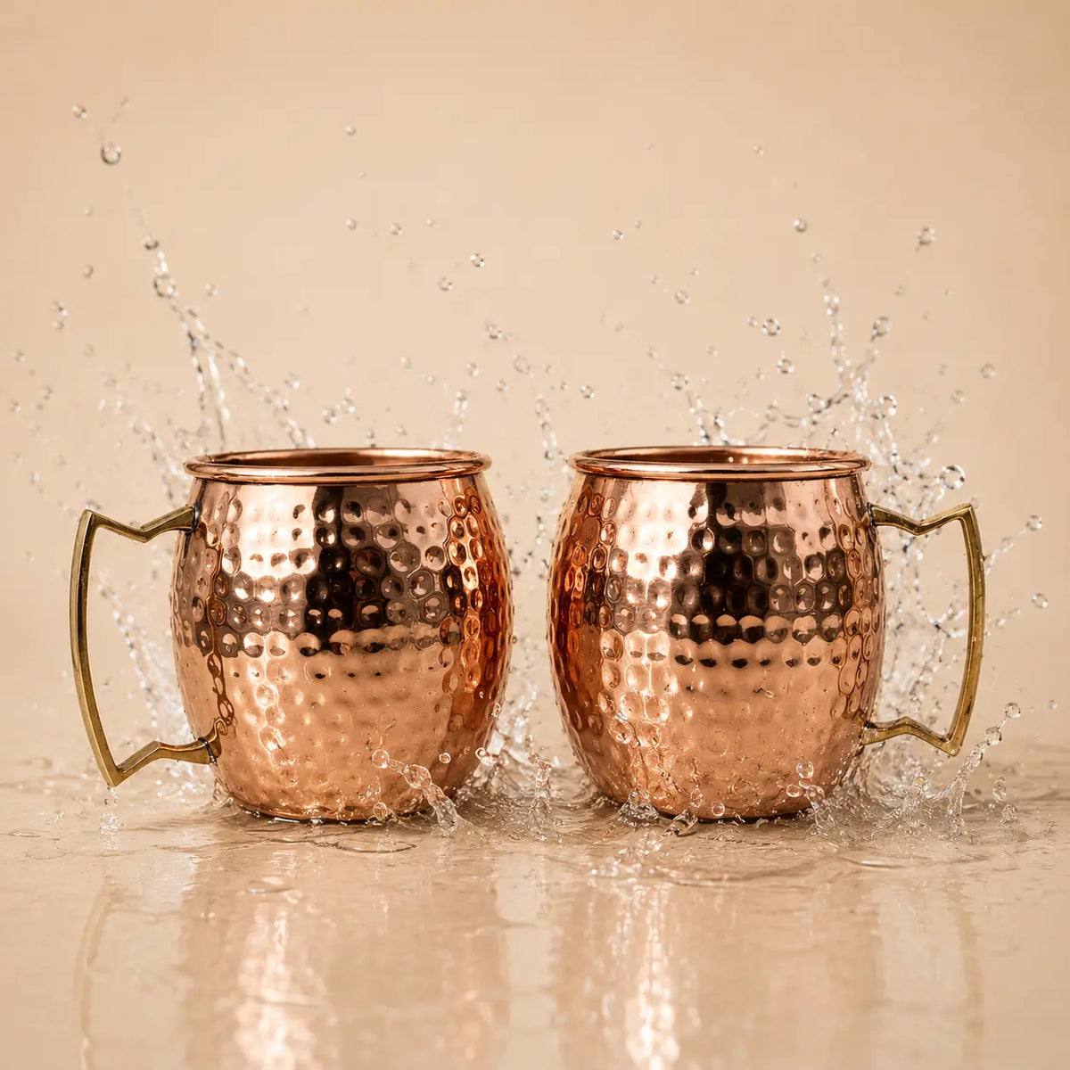 Two copper mugs