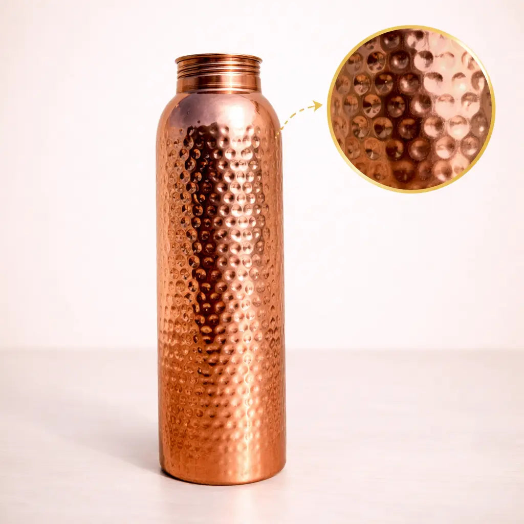 Pure Copper Hammered Water Bottle – Handcrafted | 950ml