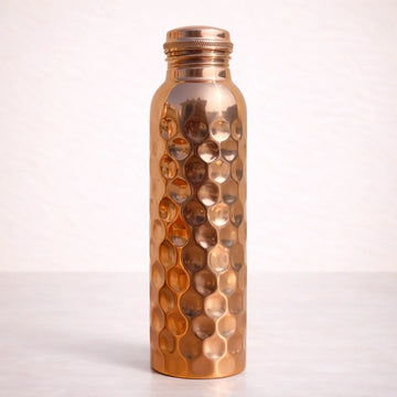 Pure Copper Diamond Water Bottle | Handcrafted
