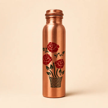 Pure Copper Magic Water Bottle | Colorbloom Hand-Painted | Handcrafted & Luxury