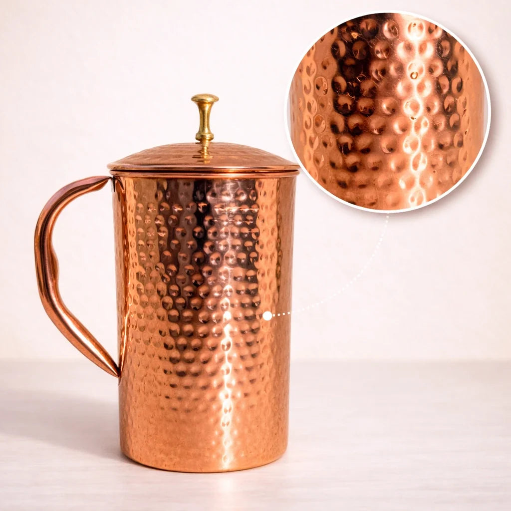 Pure Copper Hammered Water Jug | Handcrafted
