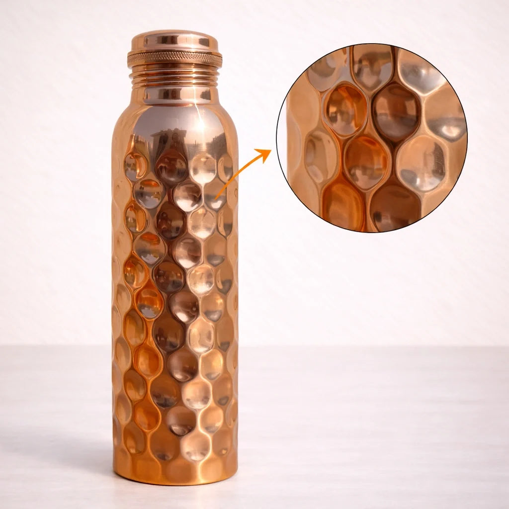 Pure Copper Diamond Water Bottle | Handcrafted