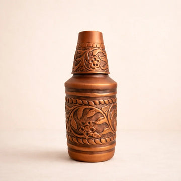 Pure Copper Hand Carved Water Pitcher | Handcrafted & Luxury
