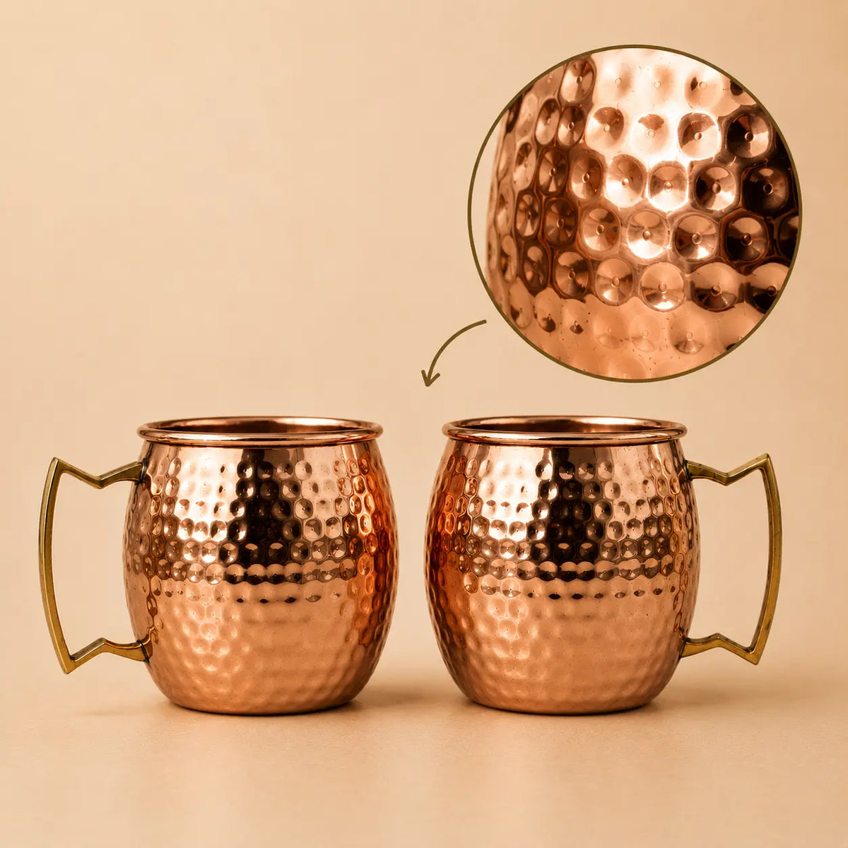Two copper mugs 
