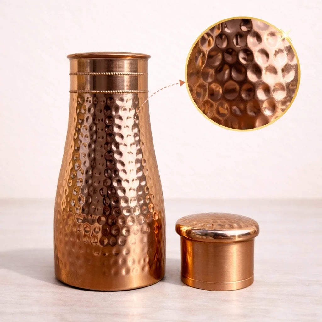 Pure Copper Hammered Water Carafe | Handcrafted