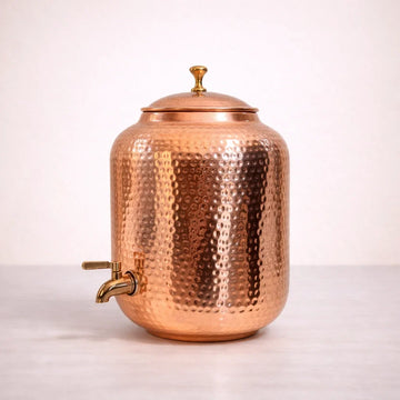 Pure Copper Hammered Water Dispenser 4–8L | Handcrafted