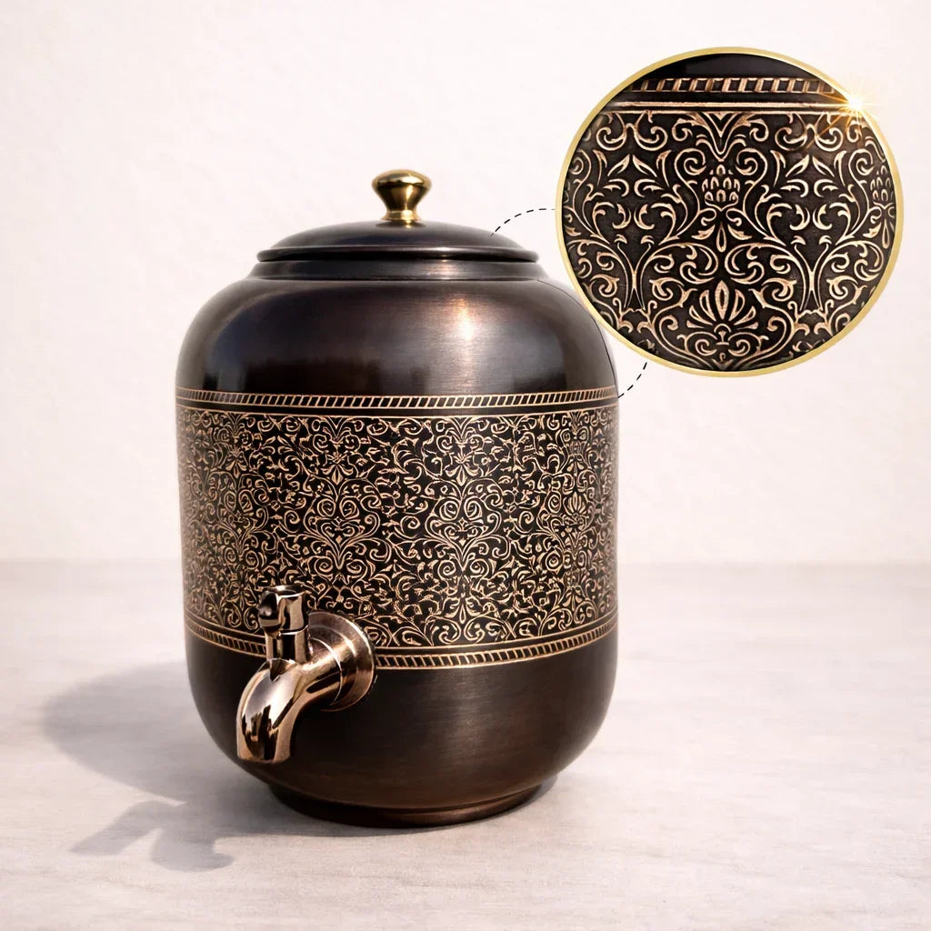 Antique Engraved Copper Water Dispenser | Handcrafted & Luxury